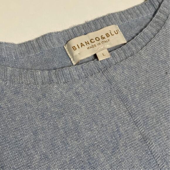 Bianco & Blu Italy Women’s Sz Large Italy Wool Cashmere Silk Blend Blue Sweater - Picture 2 of 11